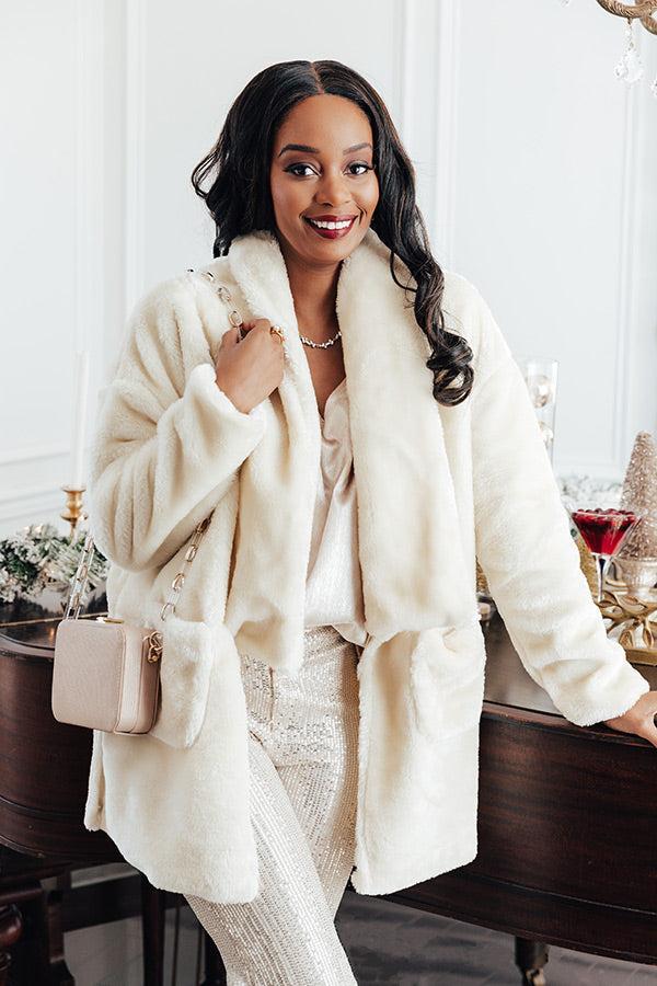 Park Avenue Plush Coat in Cream Product Image