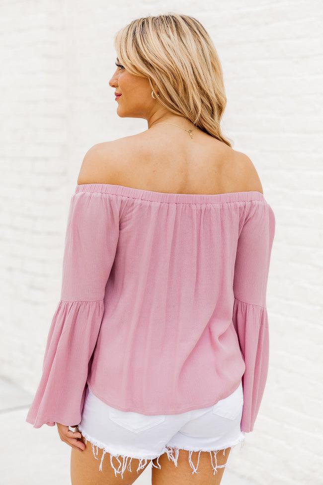 Take Your Place Mauve Floral Applique Off The Shoulder Blouse FINAL SALE Product Image