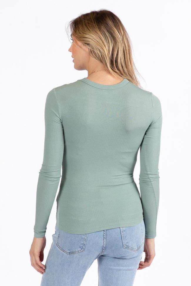 Make Your Choice Sage Ribbed Long Sleeve Tee Product Image