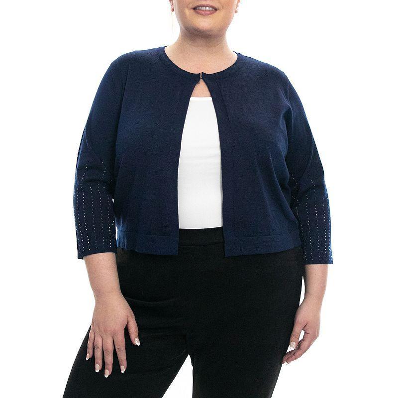 Plus Size Nina Leonard Heat Seal Bolero, Womens Blue Product Image