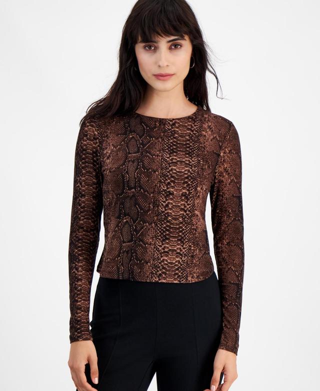 Women's Python-Print Long-Sleeve Jersey Top, Created for Macy's Product Image