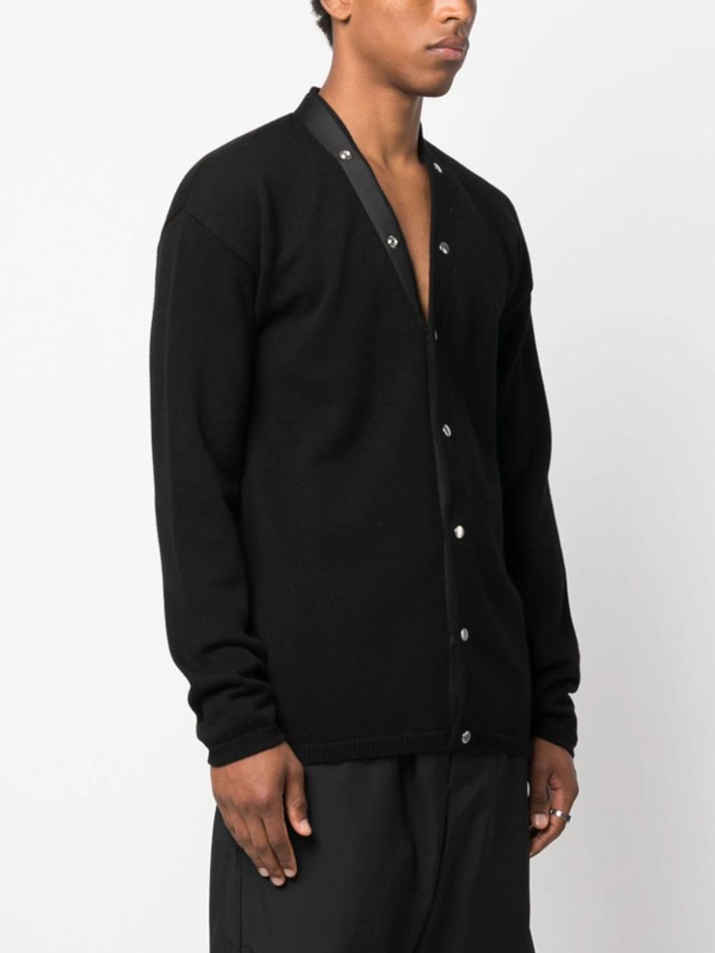 RICK OWENS Decorative Buttons Virgin-wool Cardigan In Nero Product Image