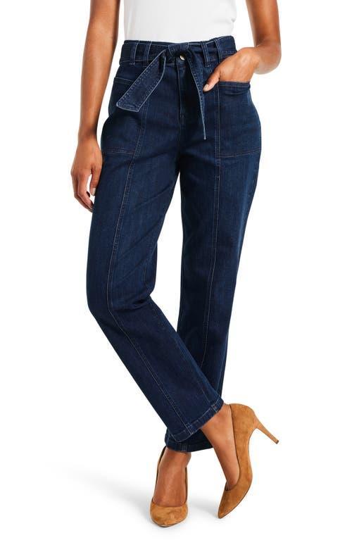 Womens Belted Straight-Leg Jeans Product Image