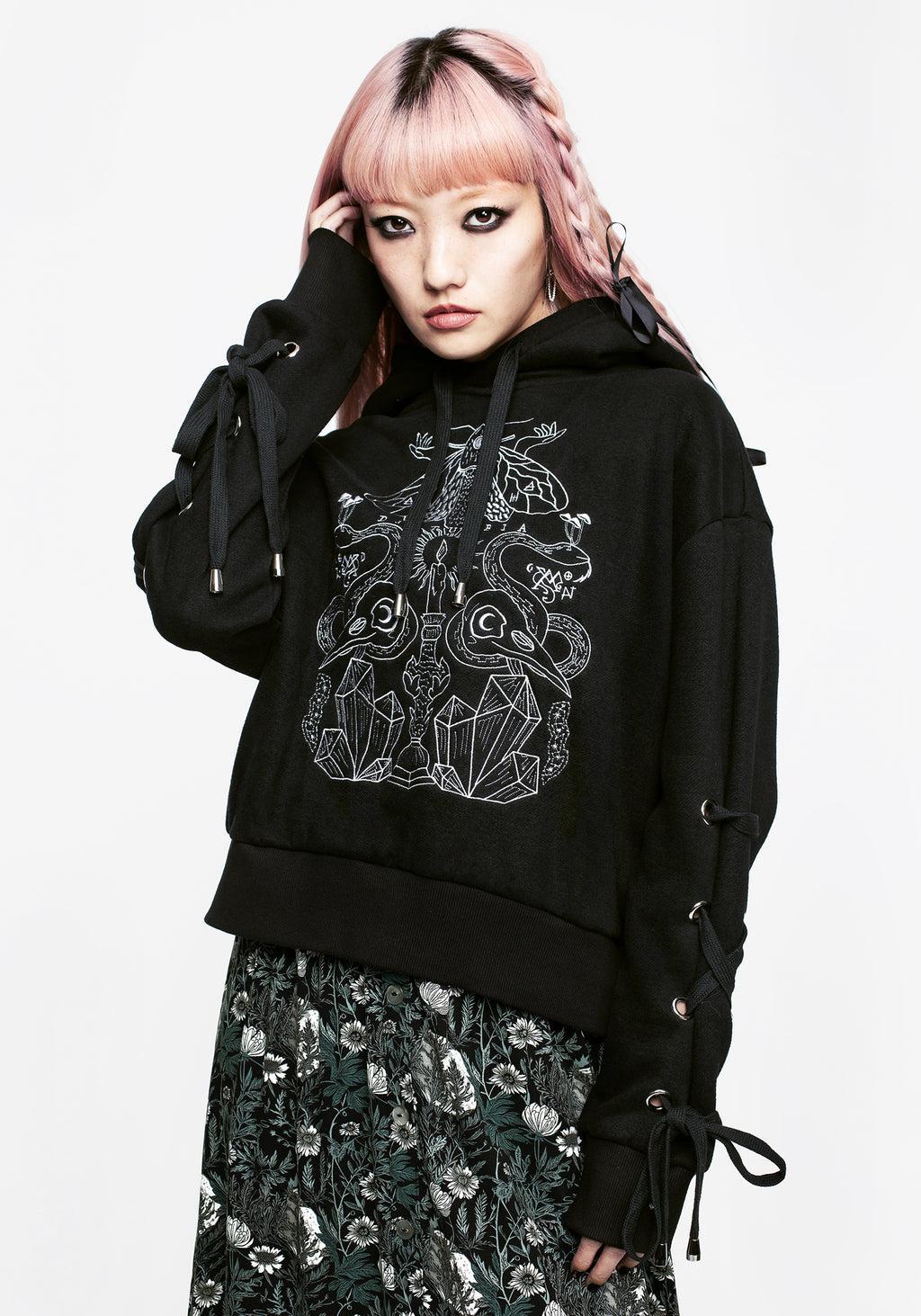 Angitia Embroidered Crop Hoody Product Image