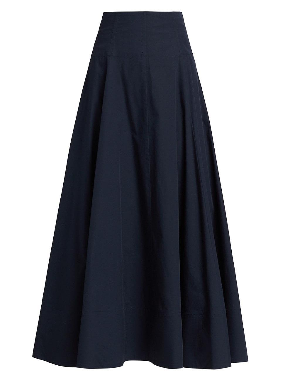 Womens Stretch Poplin A-Line Midi-Skirt Product Image