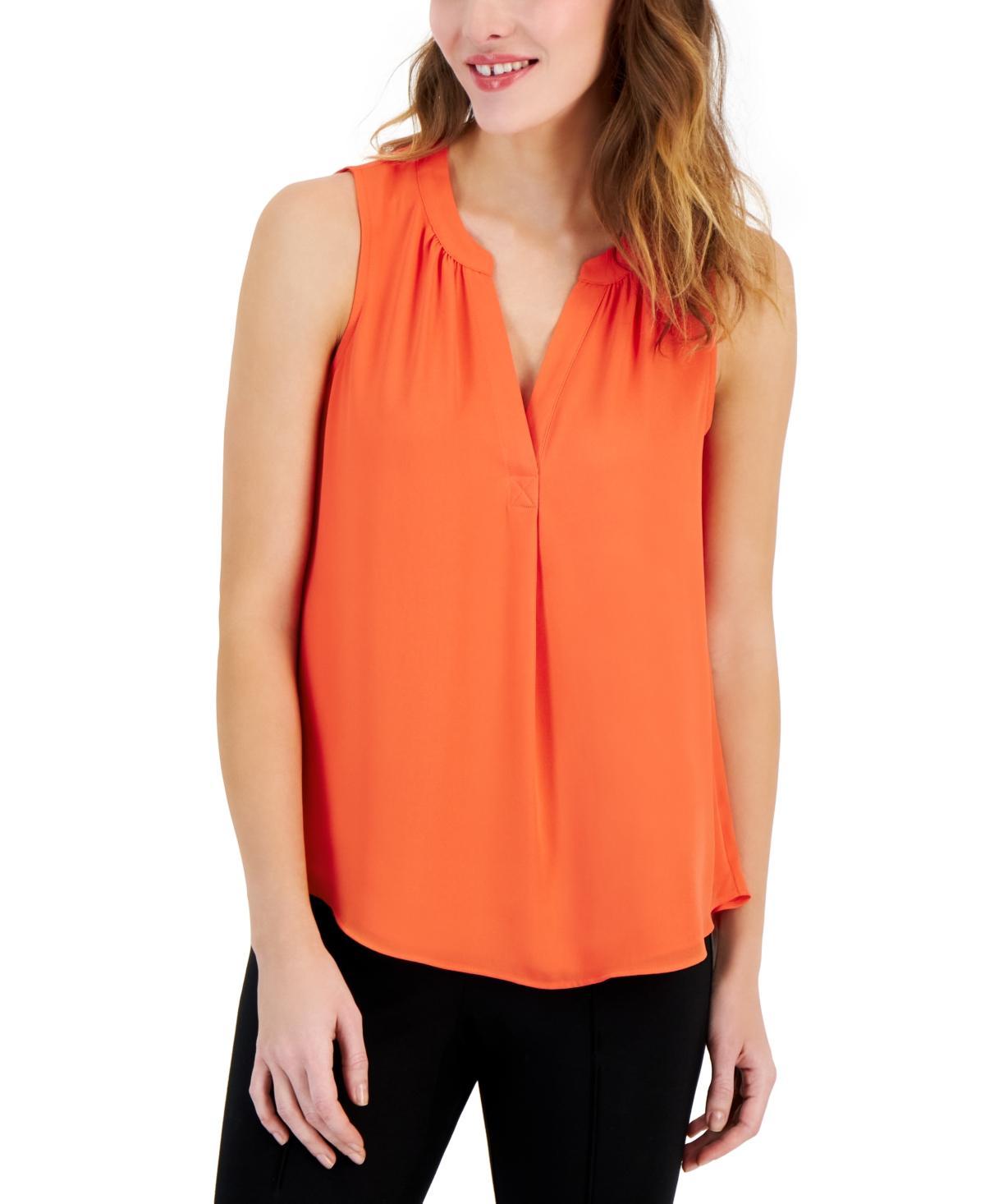 Women's Split-Neck Sleeveless Top Product Image