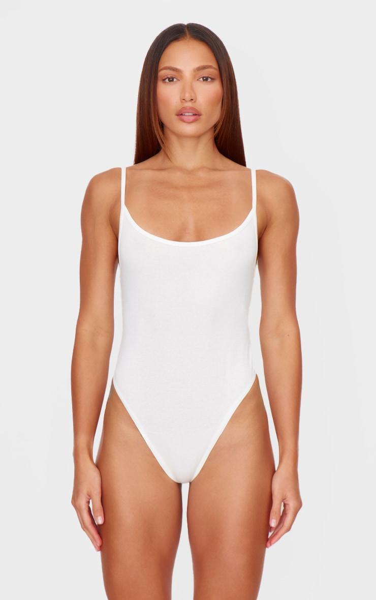 Cream Slinky Strappy Bodysuit Product Image