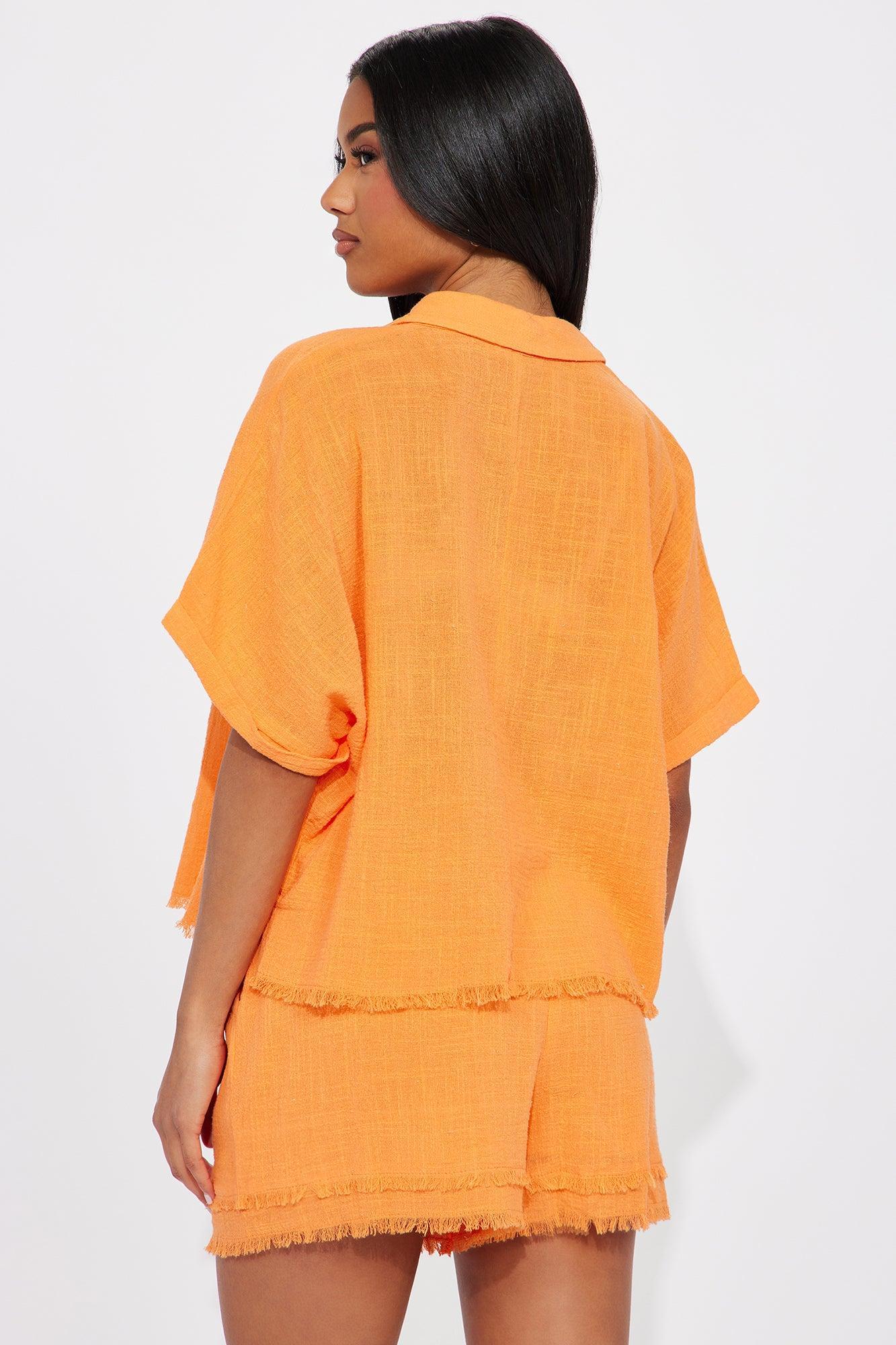 Easy Breezy Linen Short Set - Orange Product Image