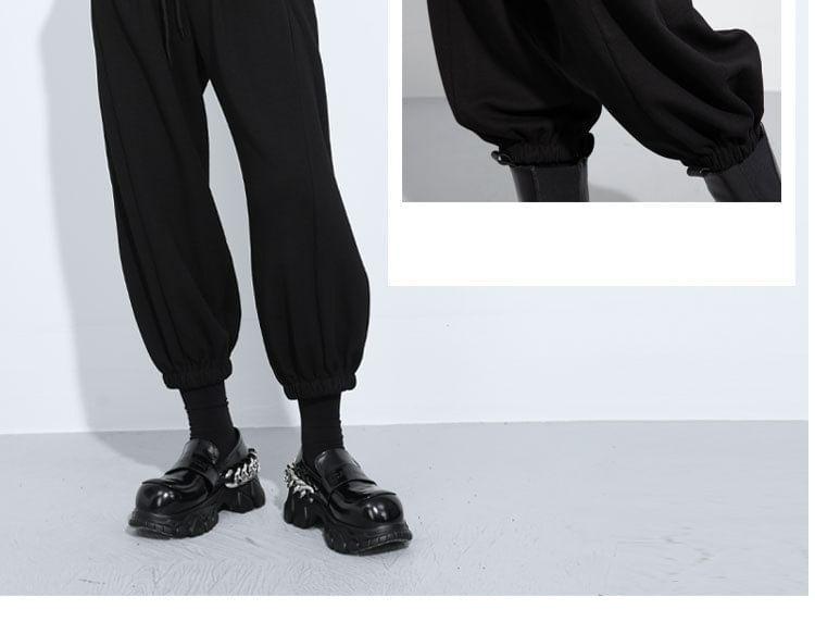 Drawstring Waist Plain Cropped Harem Sweatpants Product Image