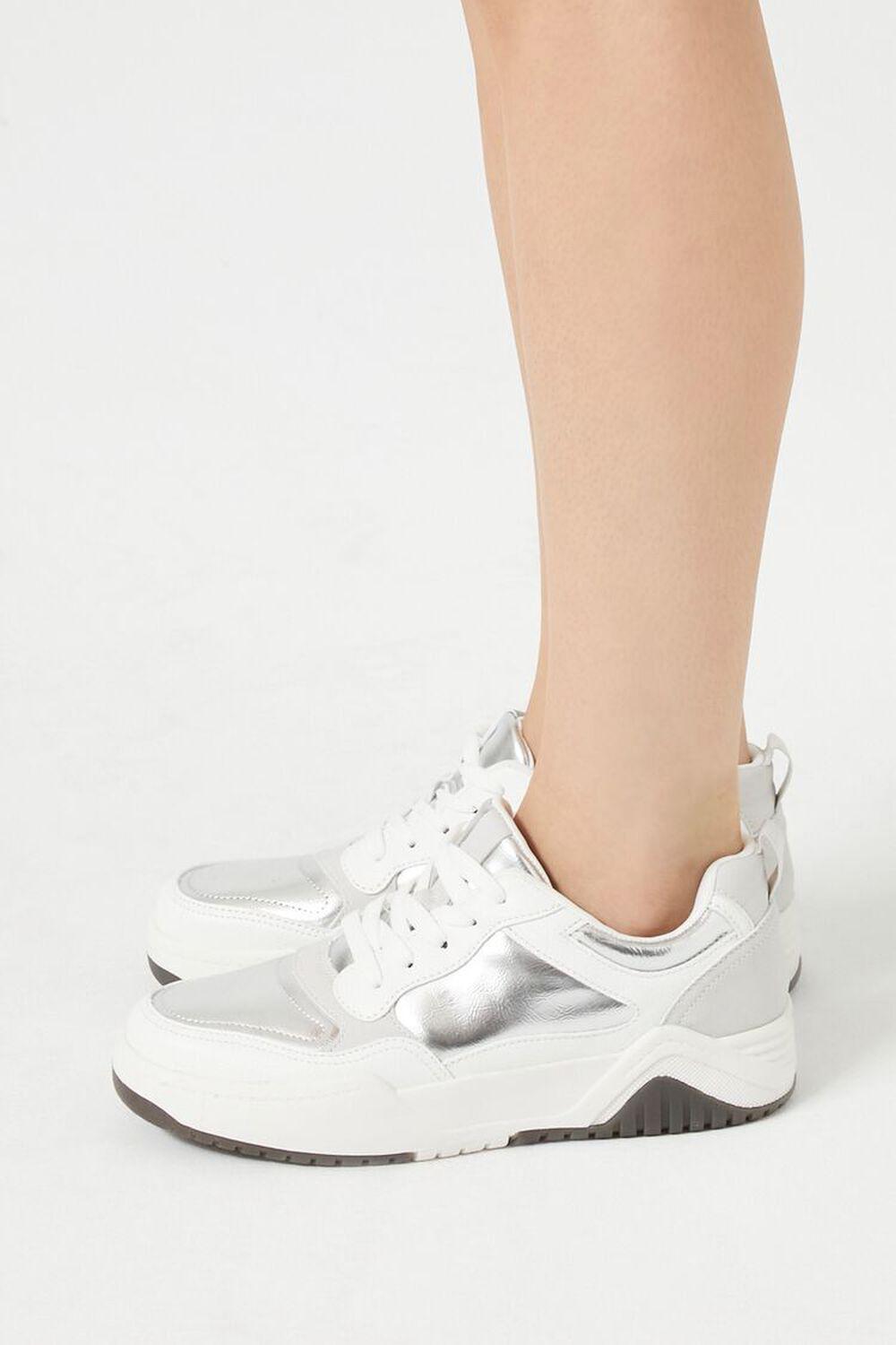 Low-Top Metallic Lace-Up Sneakers | Forever 21 Product Image