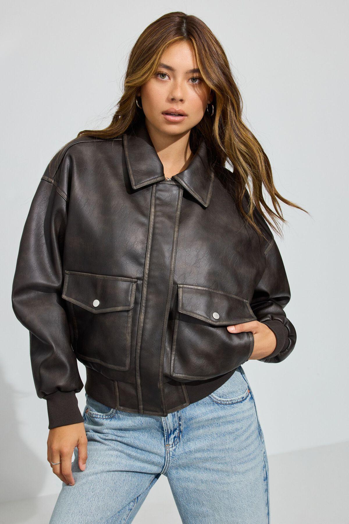 Vintage Faux Leather Jacket Product Image