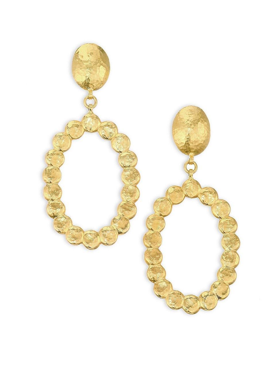 Womens 22K Gold Pebble Drop Hoop Earrings Product Image