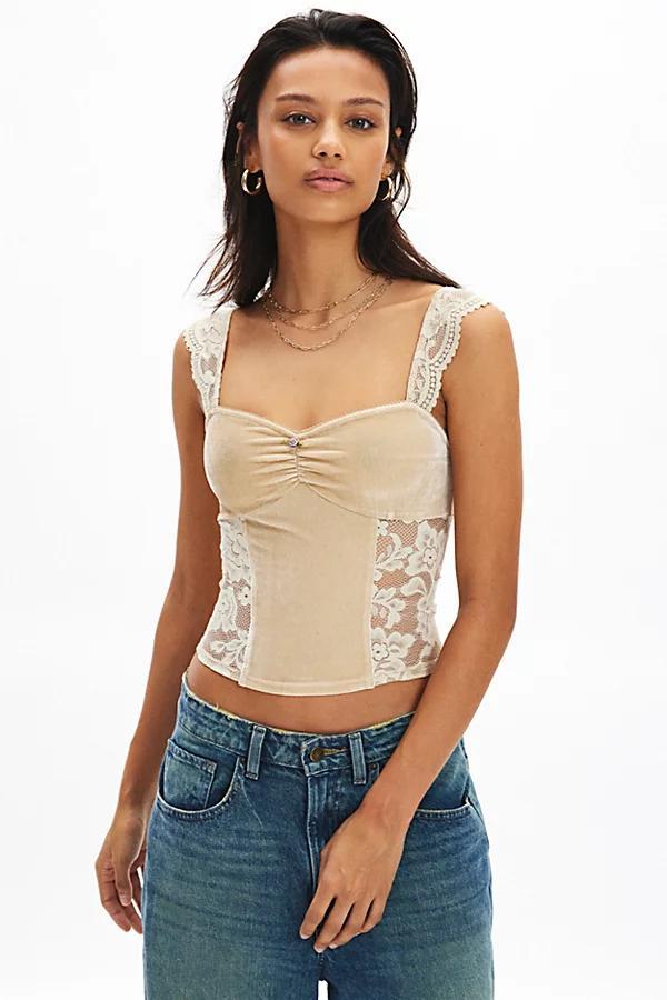 Kimchi Blue Lana Velvet And Lace Tank Top Womens at Urban Outfitters Product Image