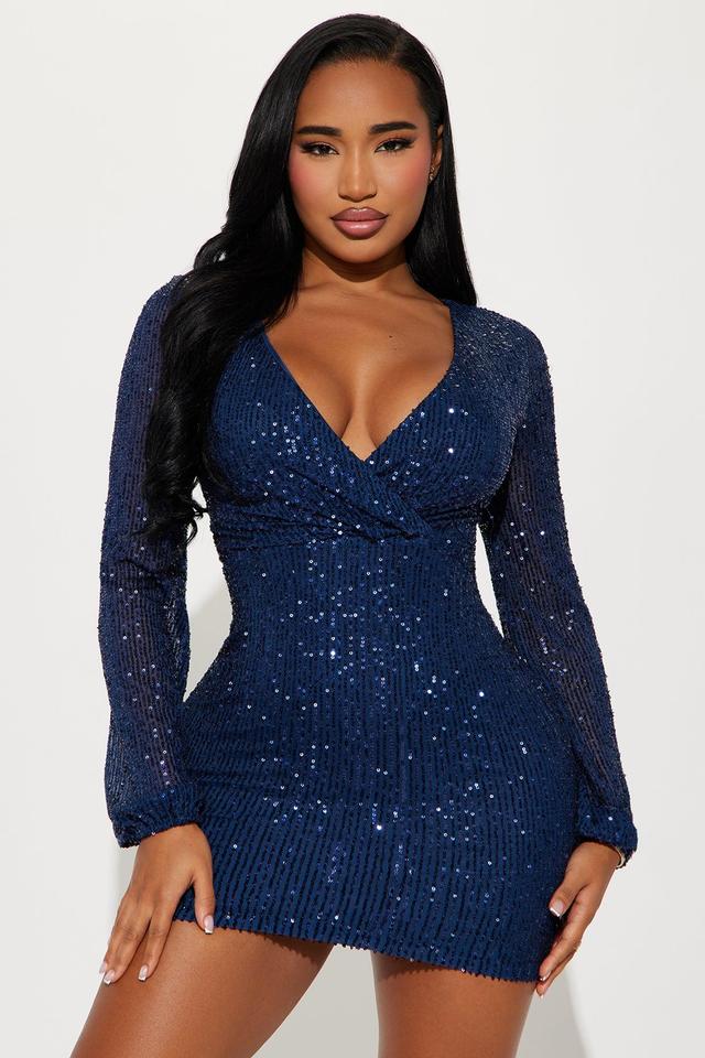 Leslie Sequin Mini Dress - Navy Product Image