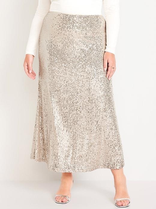 High-Waisted Sequin Maxi Skirt Product Image