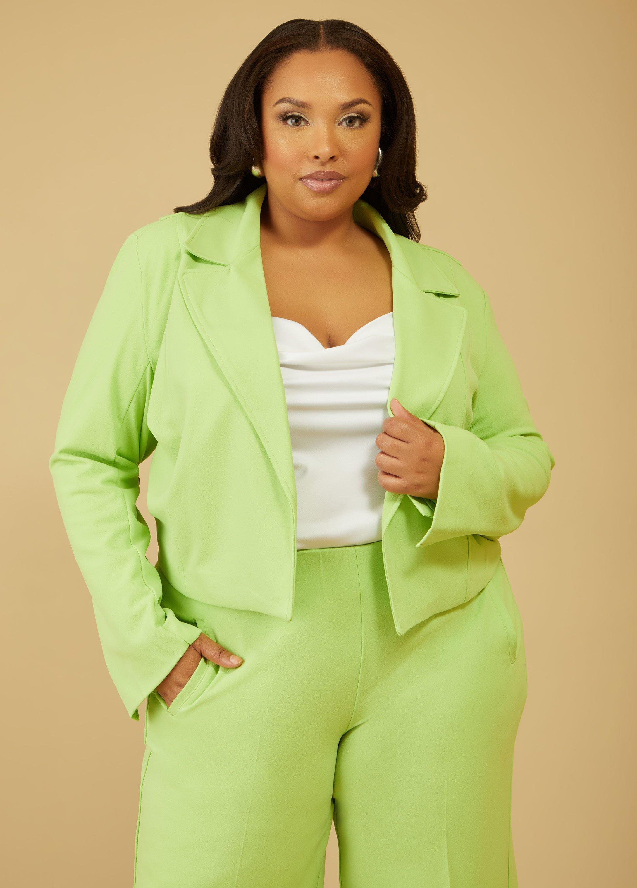 Plus Size Cropped Crepe Blazer, - Ashley Stewart Product Image