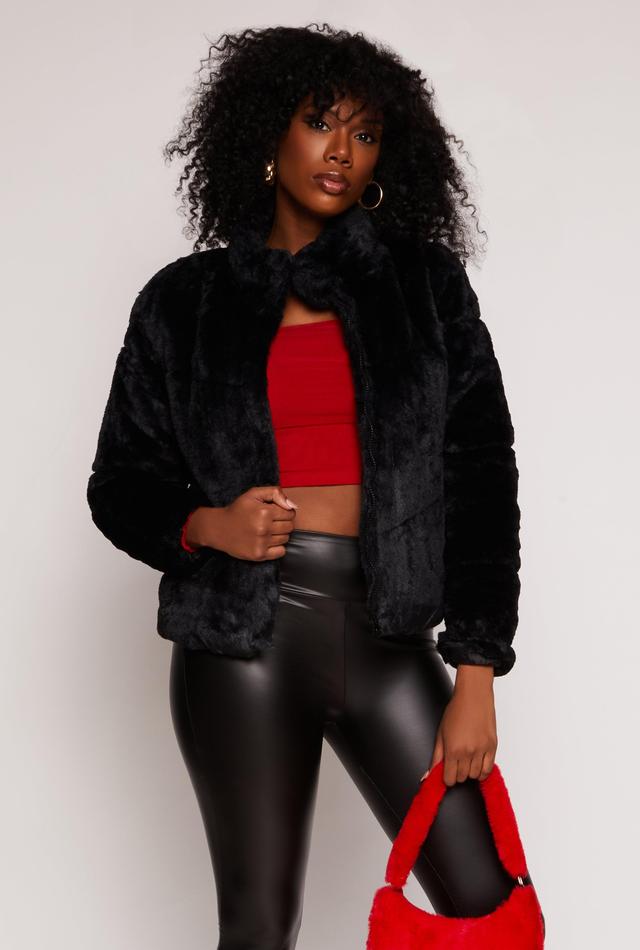 Womens Ambiance Faux Fur Zip Front Jacket Product Image