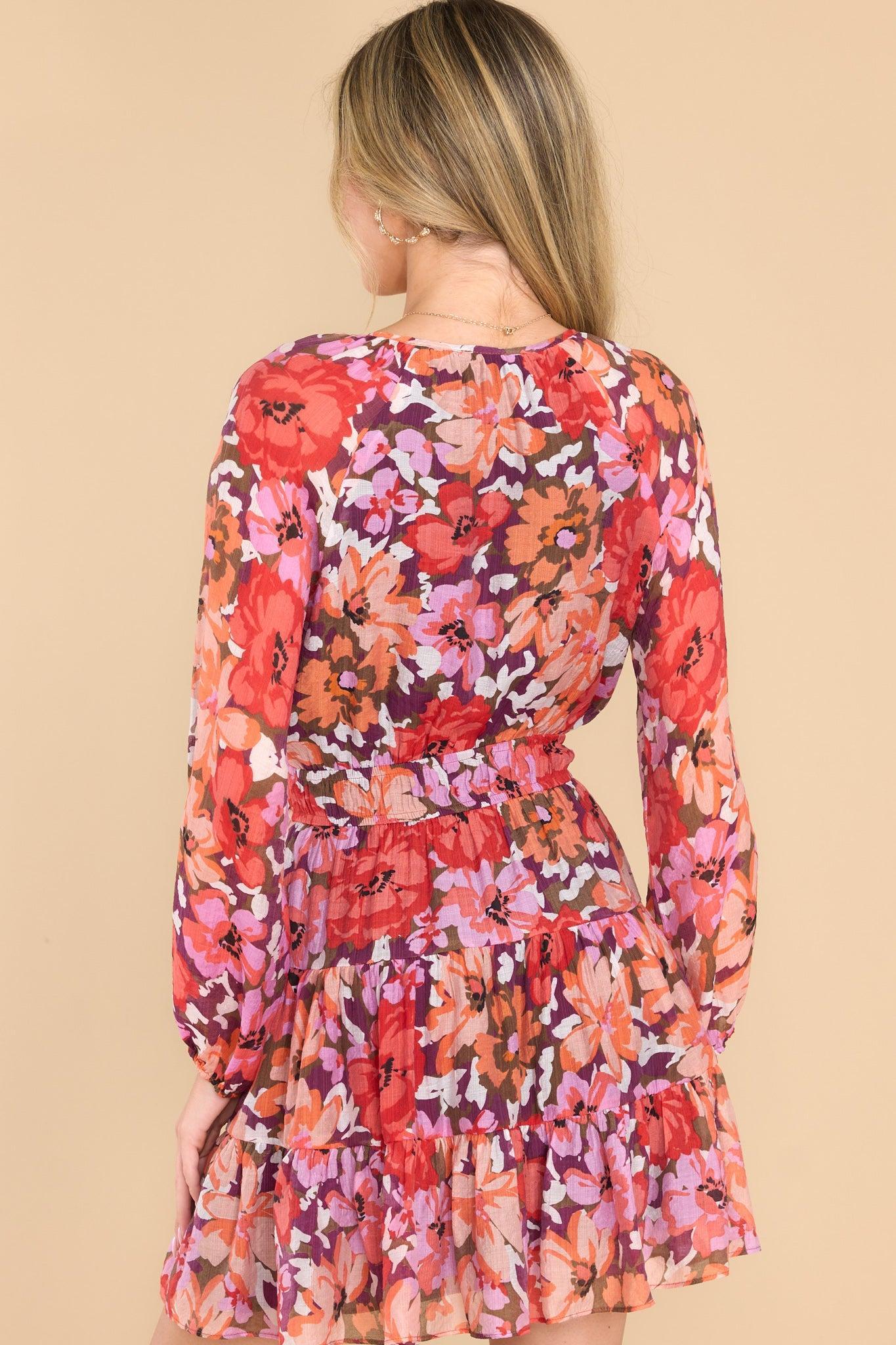 Zanita Bright Floral Print Dress Red Product Image