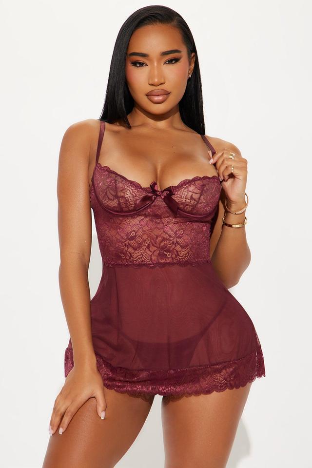 Alluring Romance Lace Babydoll - Wine Product Image