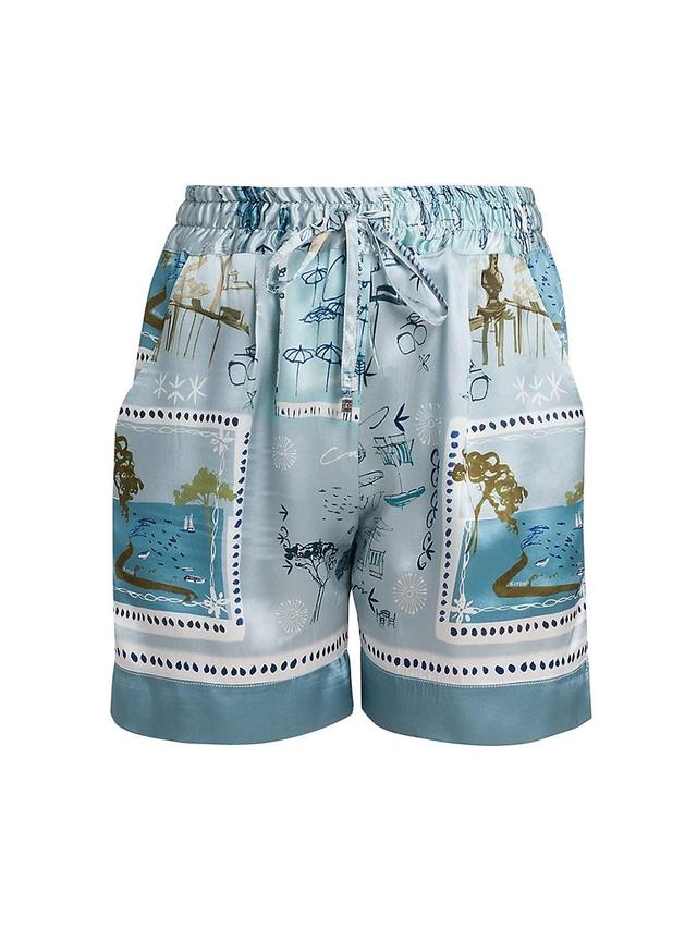 Womens Printed Drawstring Silk Shorts Product Image