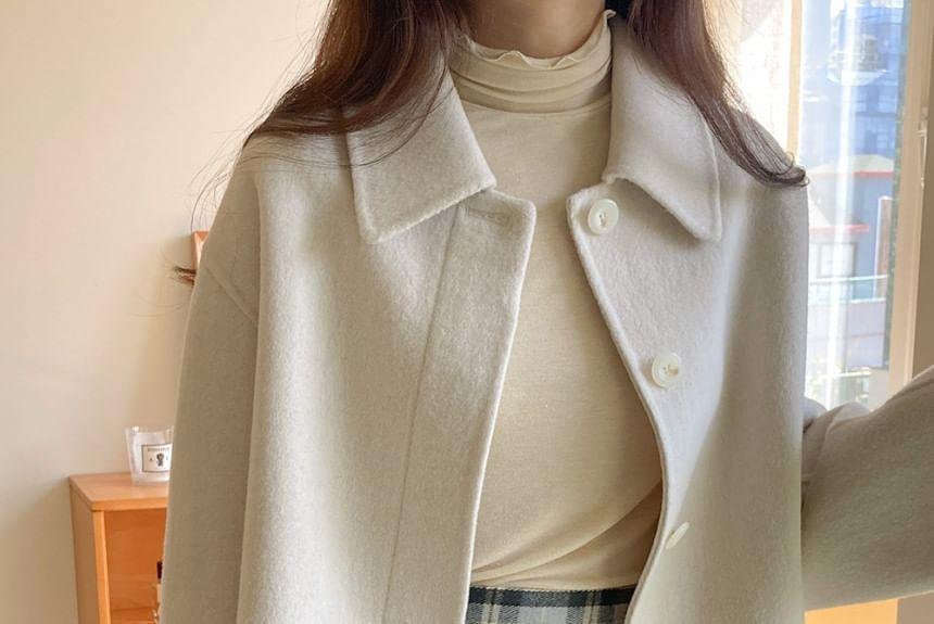 Collar Plain Button Jacket Product Image