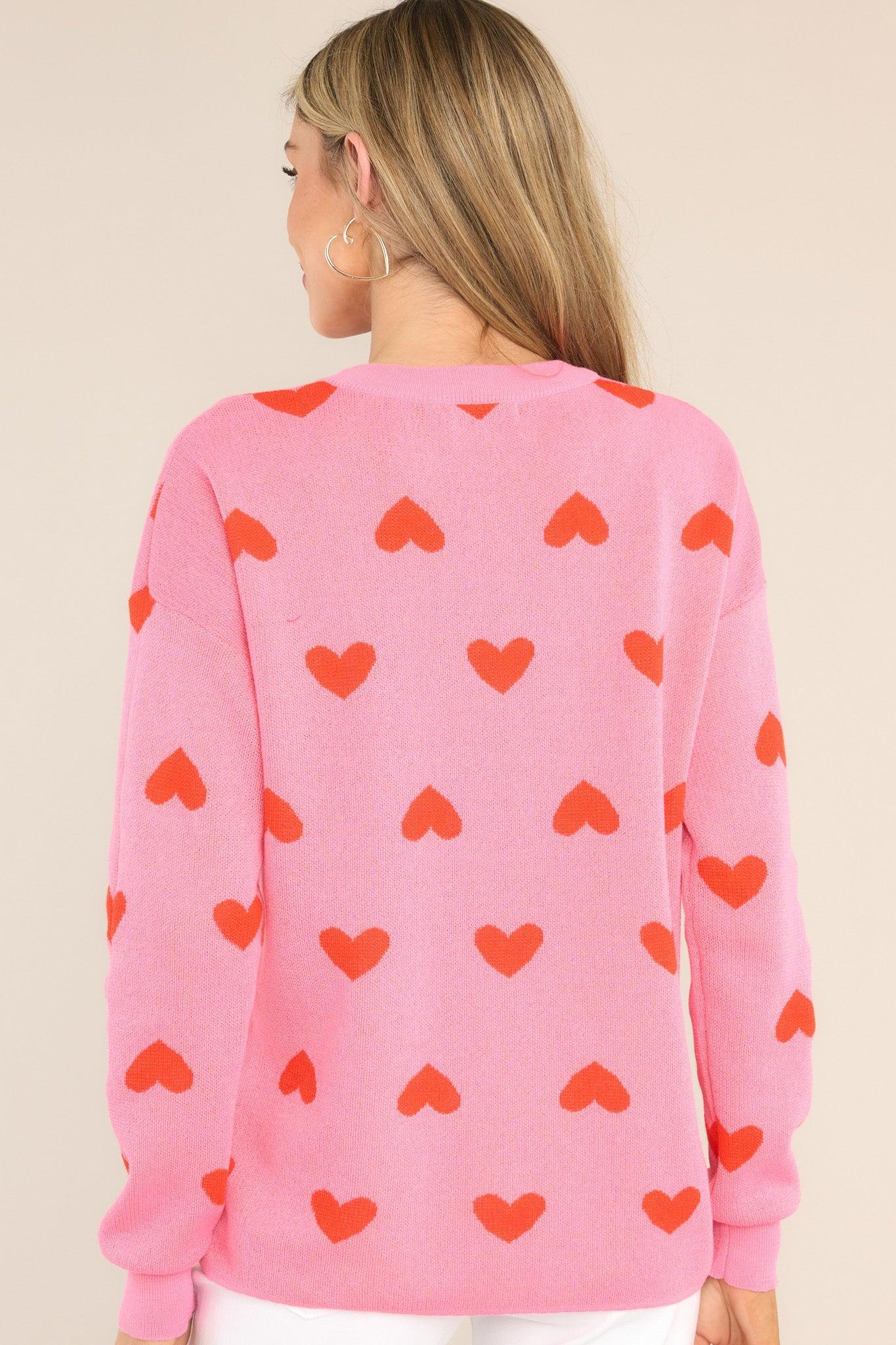 Sweet Thing Pink & Red Heart Sweater Product Image