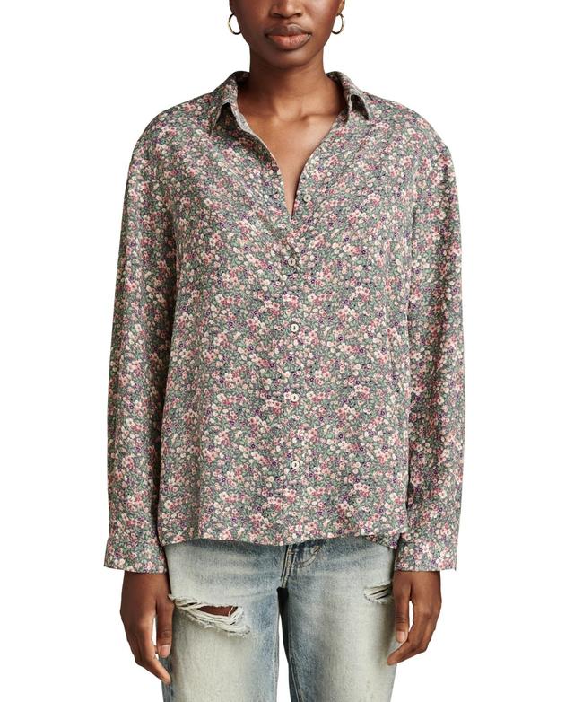 Lucky Brand Womens Printed Pleated Back Shirt Product Image