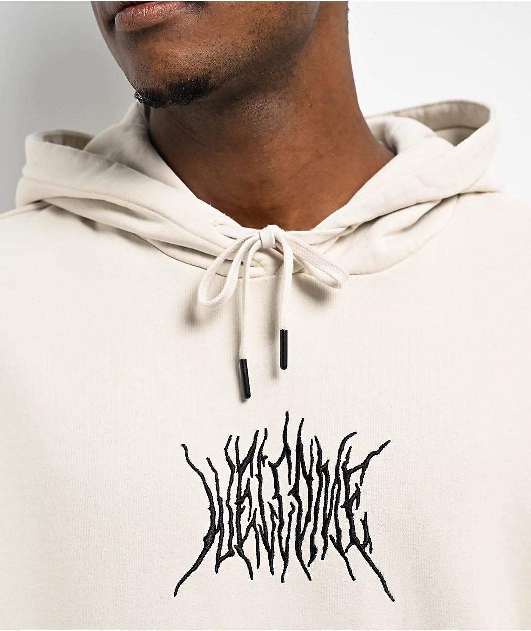 Welcome Cyber Embroidered Bone Hoodie Product Image