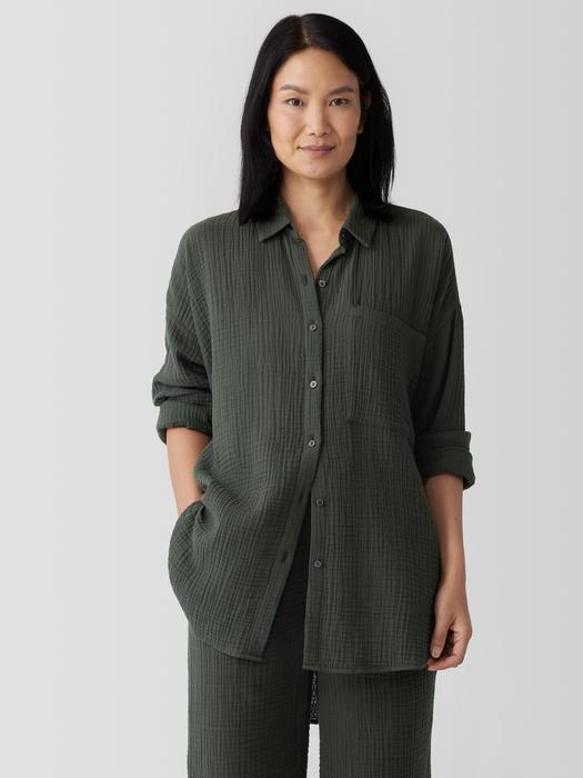 Organic Cotton Lofty Gauze Classic Collar Long Shirt Product Image