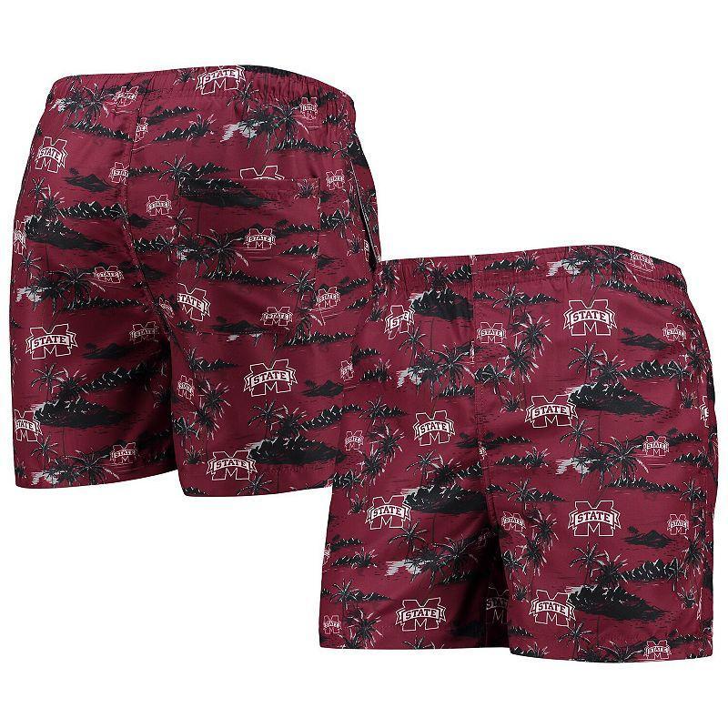 Mens FOCO Maroon Mississippi State Bulldogs Island Palm Swim Trunks Product Image