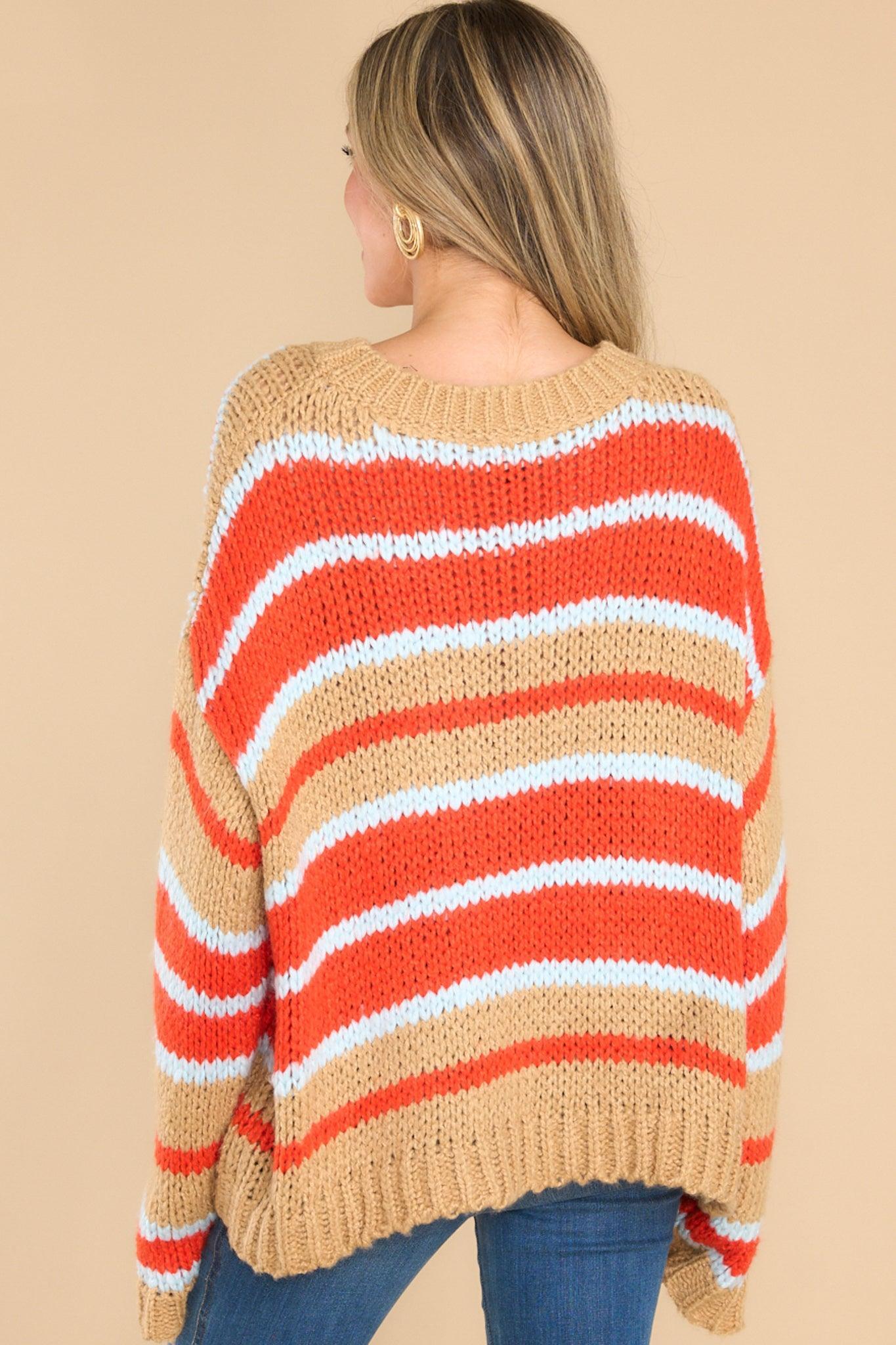 Good Pep Talk Tan Multi Stripe Sweater Product Image