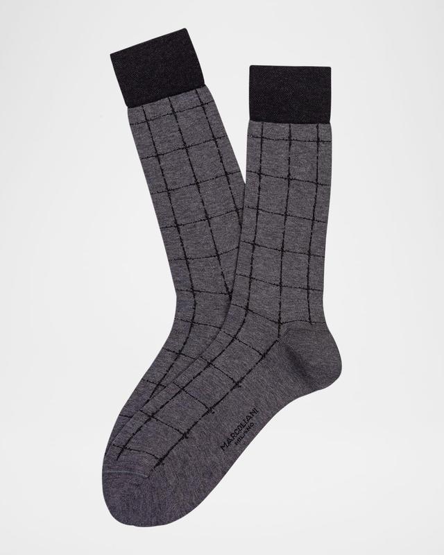 Men's Classic Windowpane Pima Cotton Mid-Calf Socks Product Image