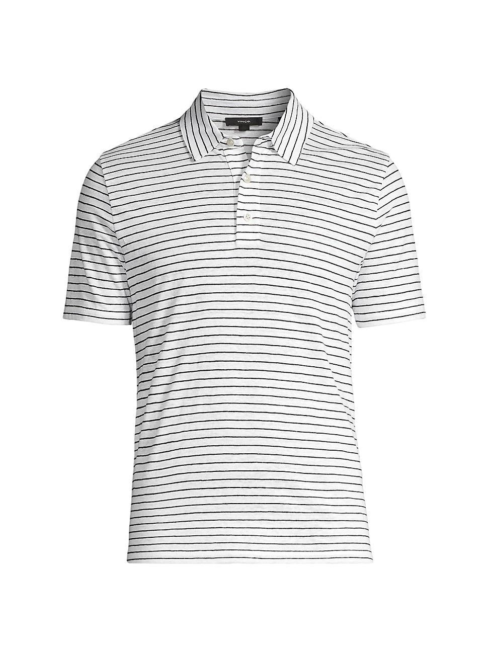 Mens Striped Linen Polo Shirt Product Image