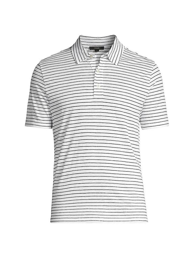 Mens Striped Linen Polo Shirt Product Image