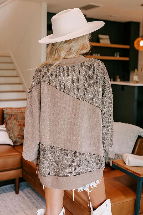 Cabin In The Mountains Oversized Knit Sweater in Dark Taupe Product Image