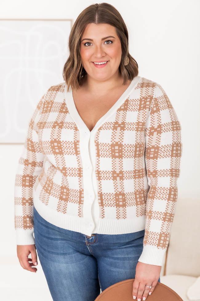 Oh As If Brown Plaid Cardigan FINAL SALE Product Image