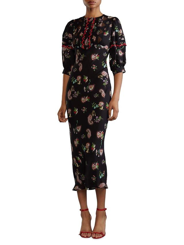 Womens Silk Paisley Midi-Dress Product Image