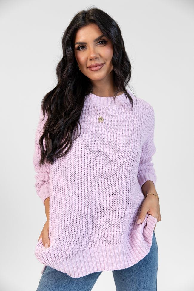 Everyday Feelings Lilac Chenille Waffle Knit Sweater Product Image