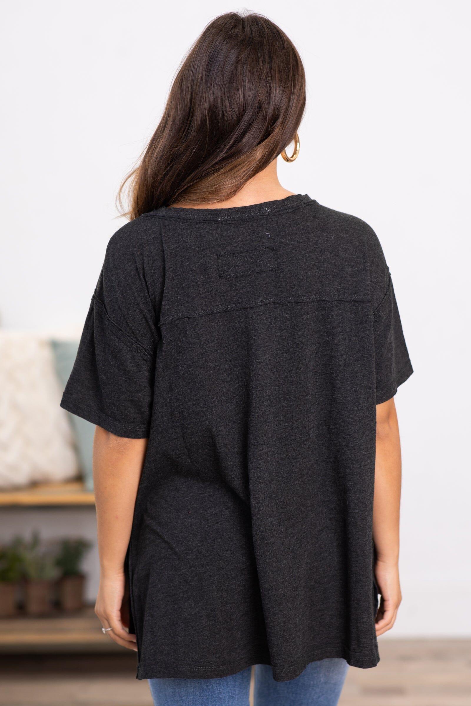 Charcoal Washed Top With Side Slits Product Image