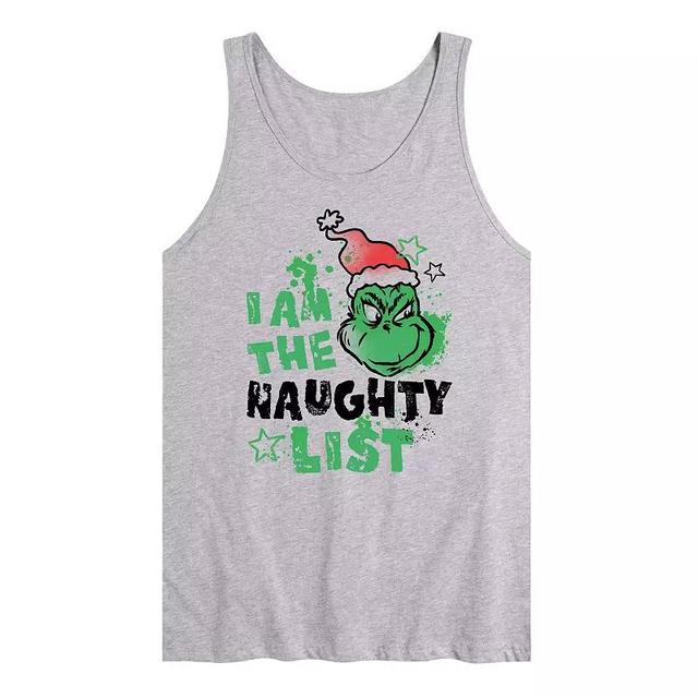 Mens Dr. Seuss The Grinch I Am The Naughty List Graphic Tank Top Grey Gray Product Image