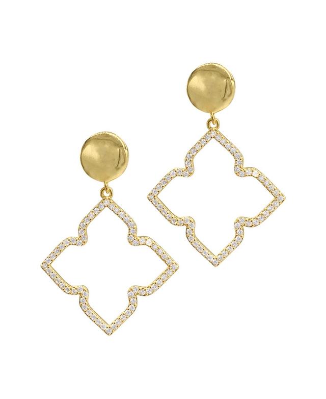 Adornia 14k Gold Plated Flower Crystal Drop Earrings, Womens Product Image