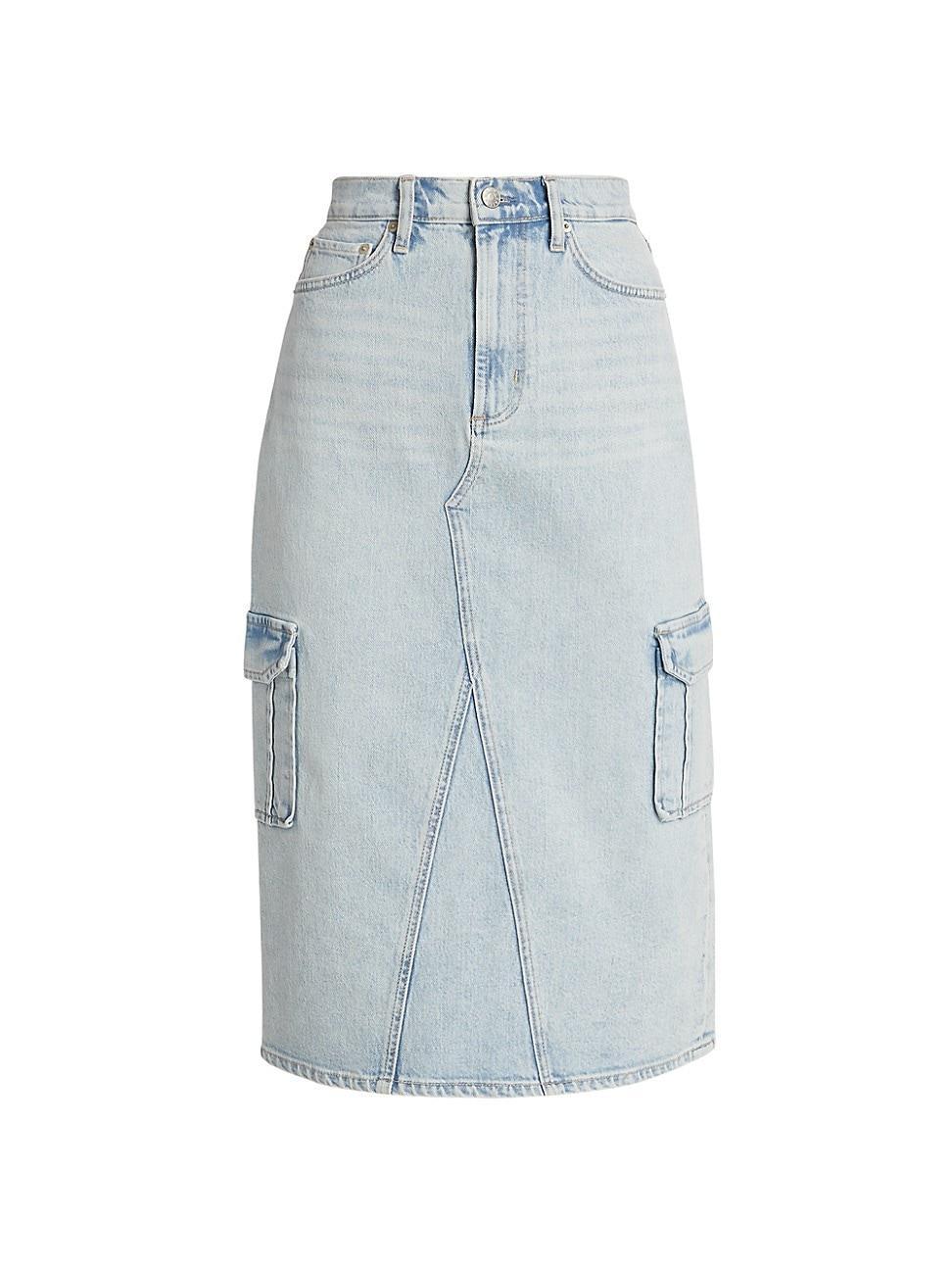 Womens Highland Stretch Denim Midi-Skirt Product Image