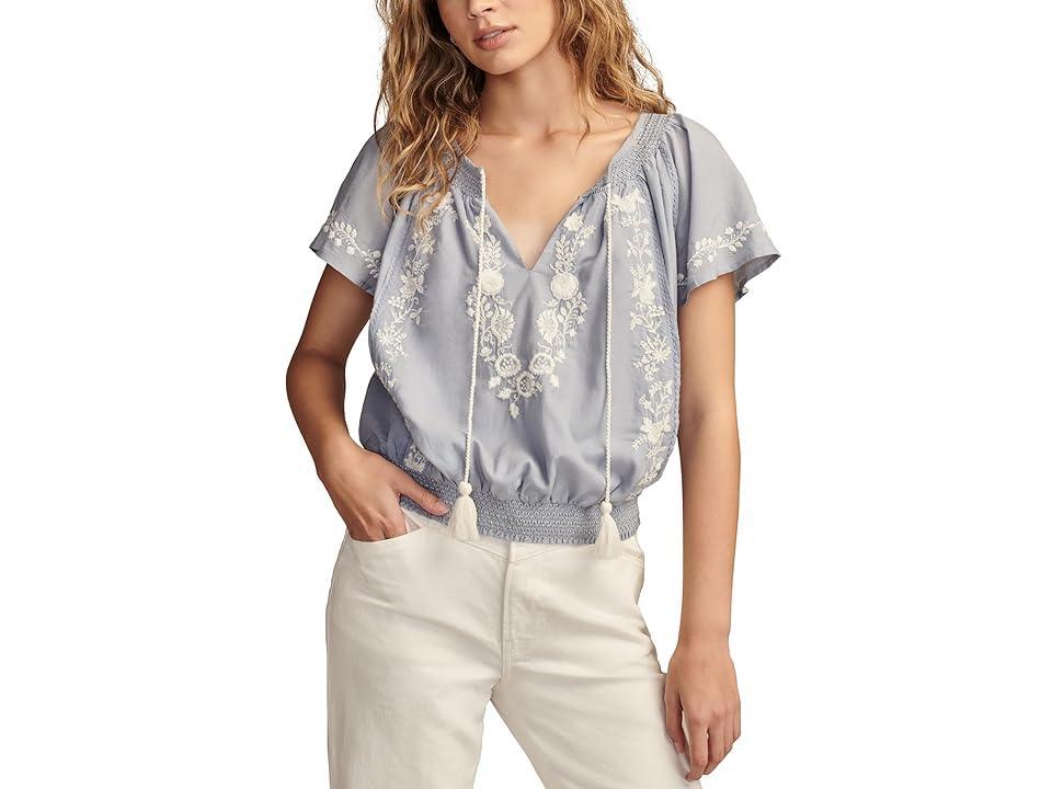 Women's Embroidered Flutter-Sleeve Top Product Image