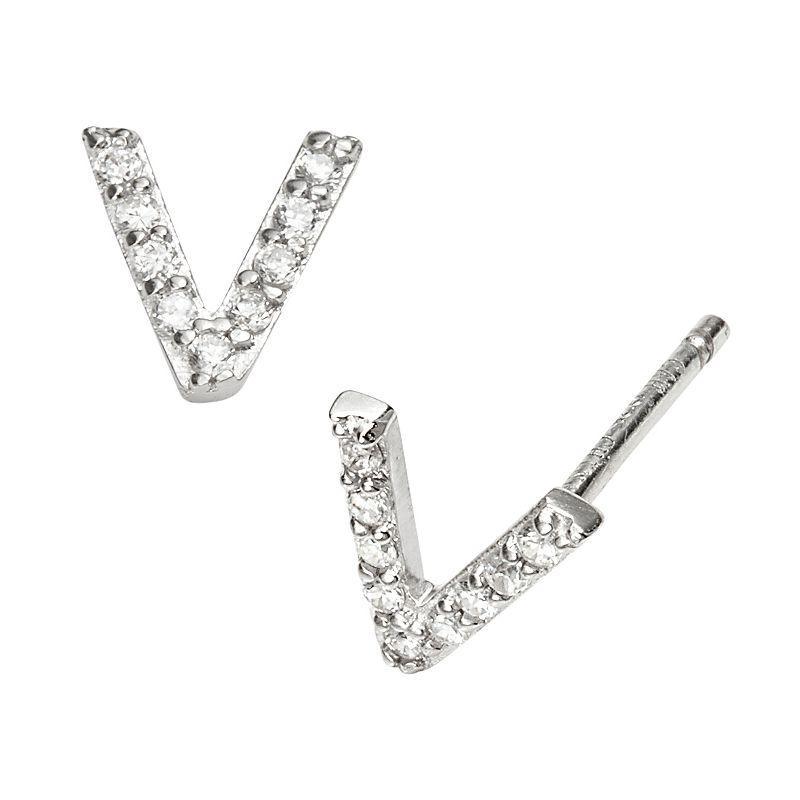 Sophie Miller Sterling Silver Cubic Zirconia Initial Stud Earrings, Womens, K Product Image