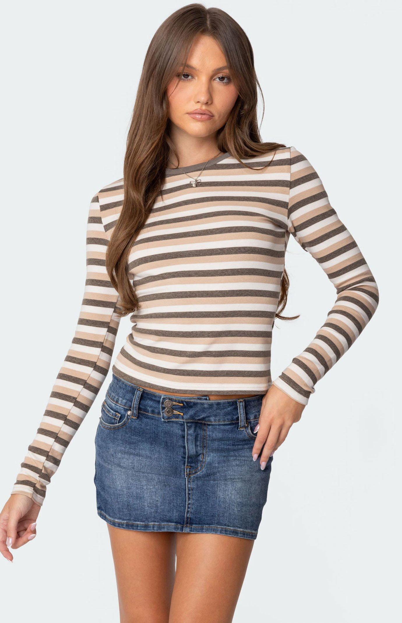 Edikted Women's Sivan Striped Long Sleeve T-Shirt Product Image