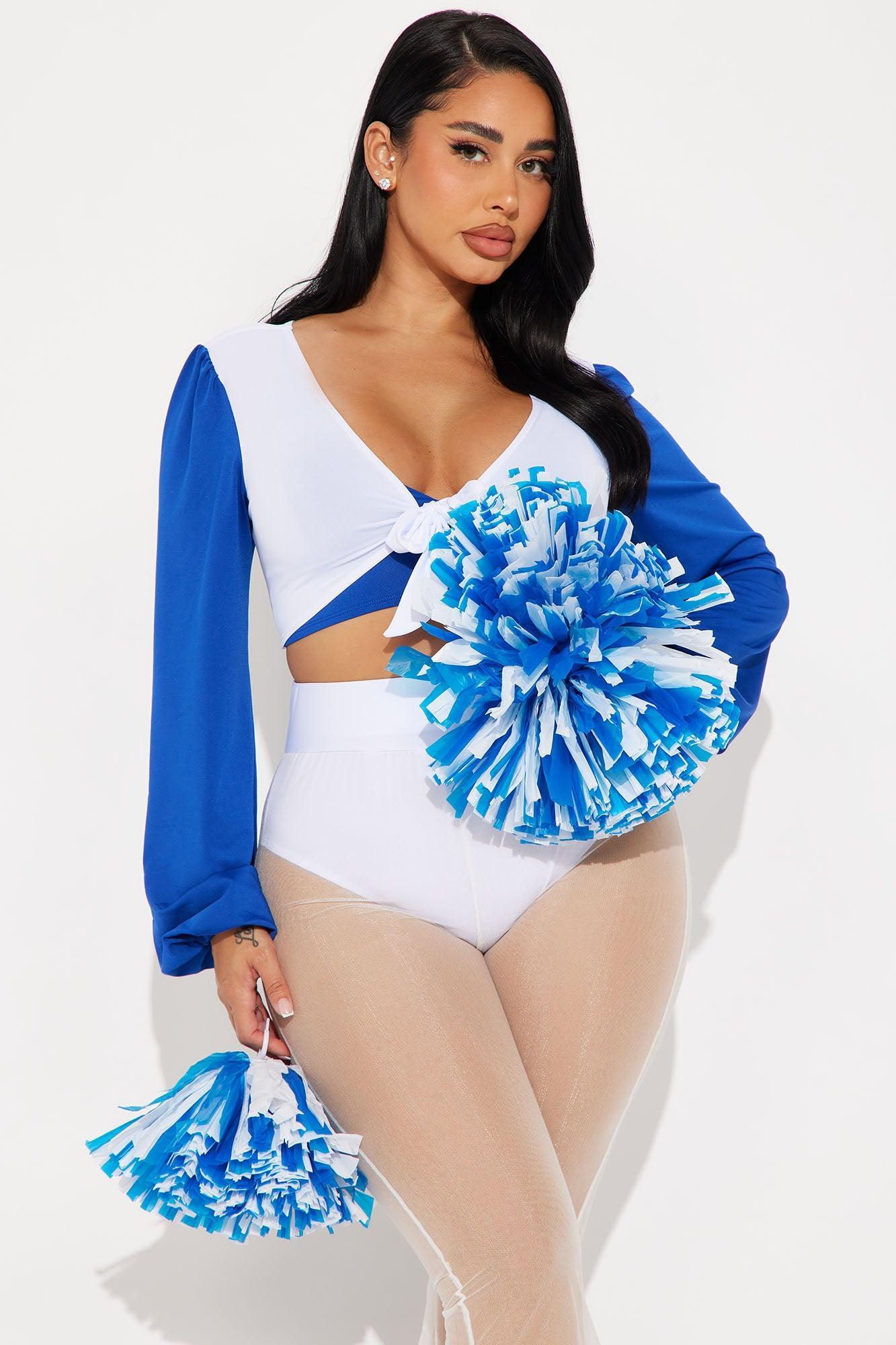 Texas Star Cheerleader 4 Piece Wide Leg Costume Set - White/Blue Product Image