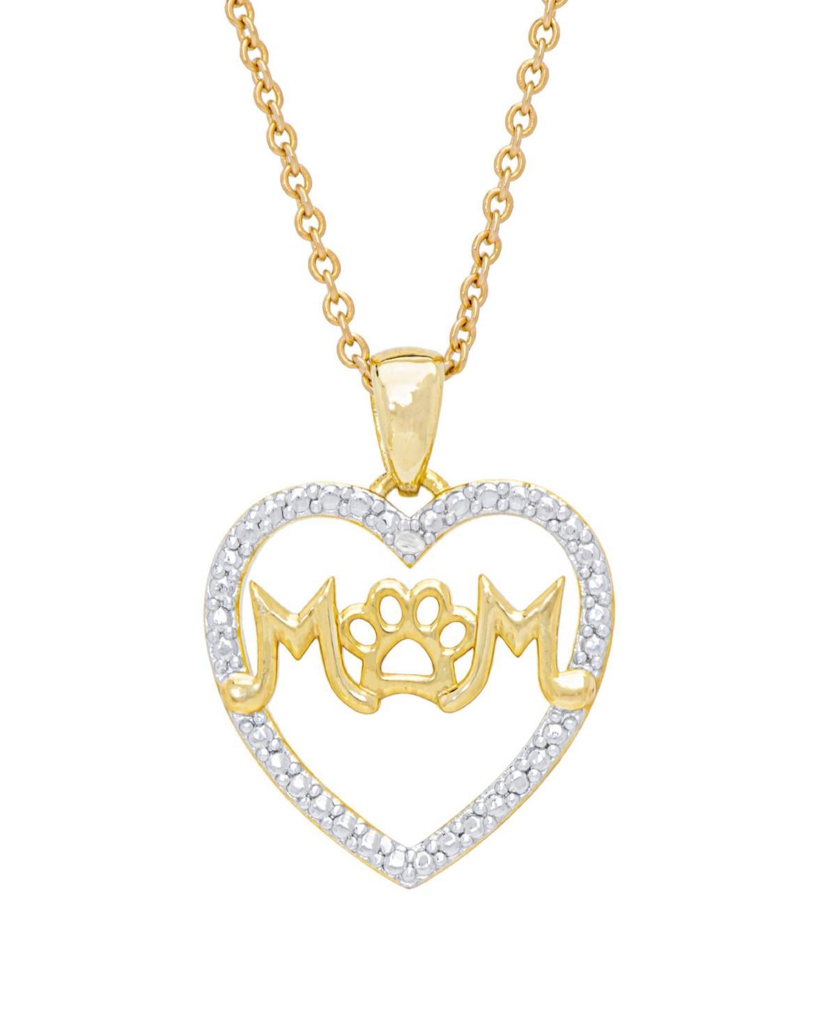 Macys Womens Diamond Accent Mom Paw Heart Pendant Necklace Product Image