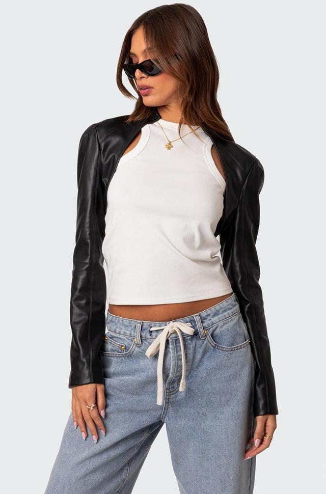 Faux Leather Shrug Jacket Product Image