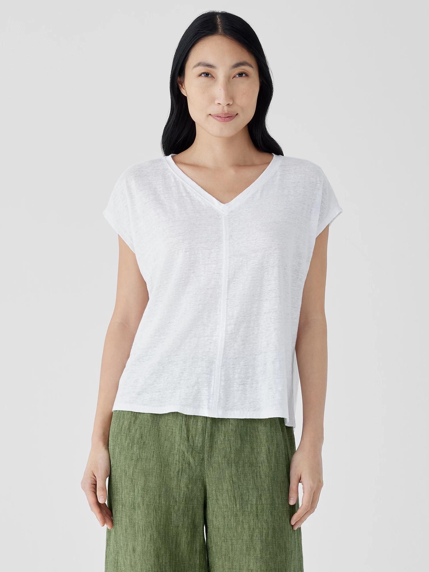 Organic Linen Jersey V-Neck Tee Product Image