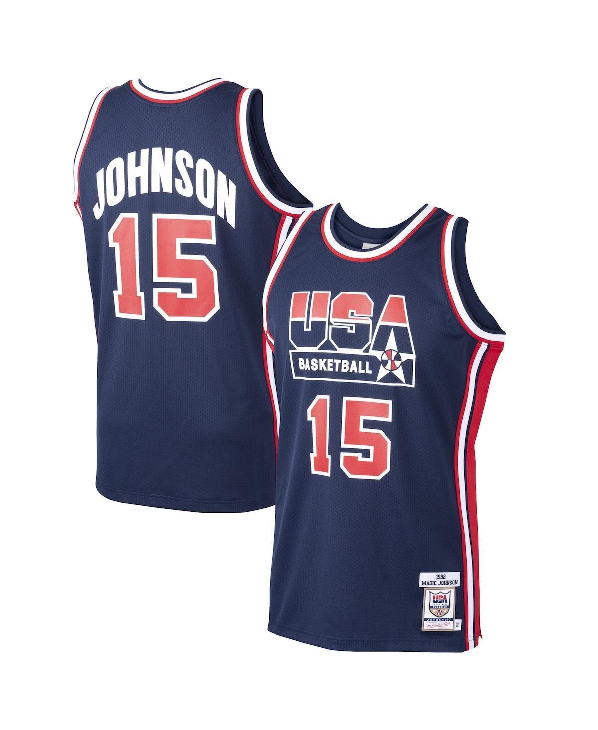 Mens Mitchell & Ness Magic Johnson Navy Usa Basketball Home 1992 Dream Team Authentic Jersey - Navy Product Image